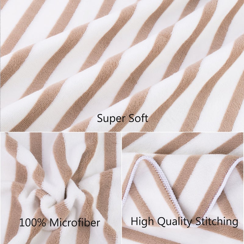 JML Microfiber Beach Towels, Large Bath Towel Set, 2 Pack, 30" x 60", Cabana Stripe, Quick Drying Absorbent for Sauna, Shower, Gym, Summer Boat Party, Sport, Swimming, Pool, Yoga, Camping, Coffee - Image 3
